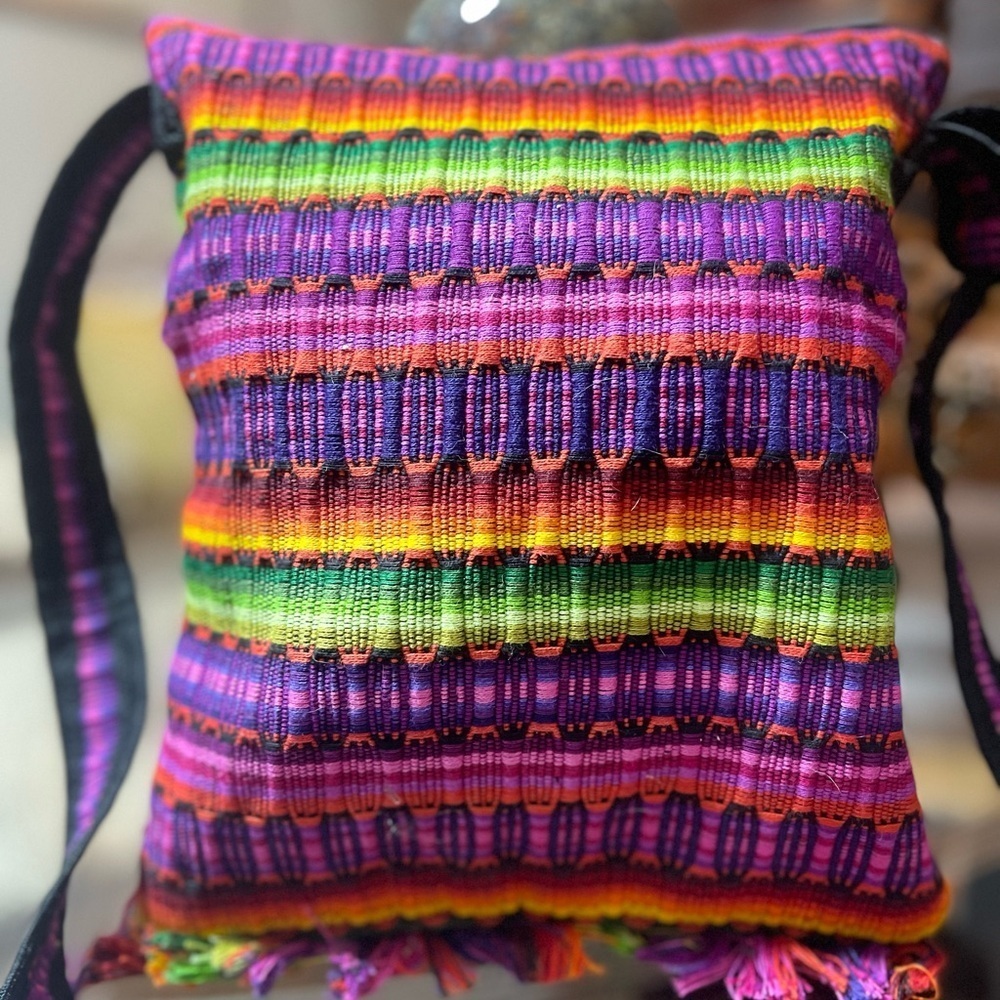 Guatemalan Ethnic Boho Hippie Embroidered Crossbody Bag Purse with Fringe NWT​​​ - Picture 6 of 6